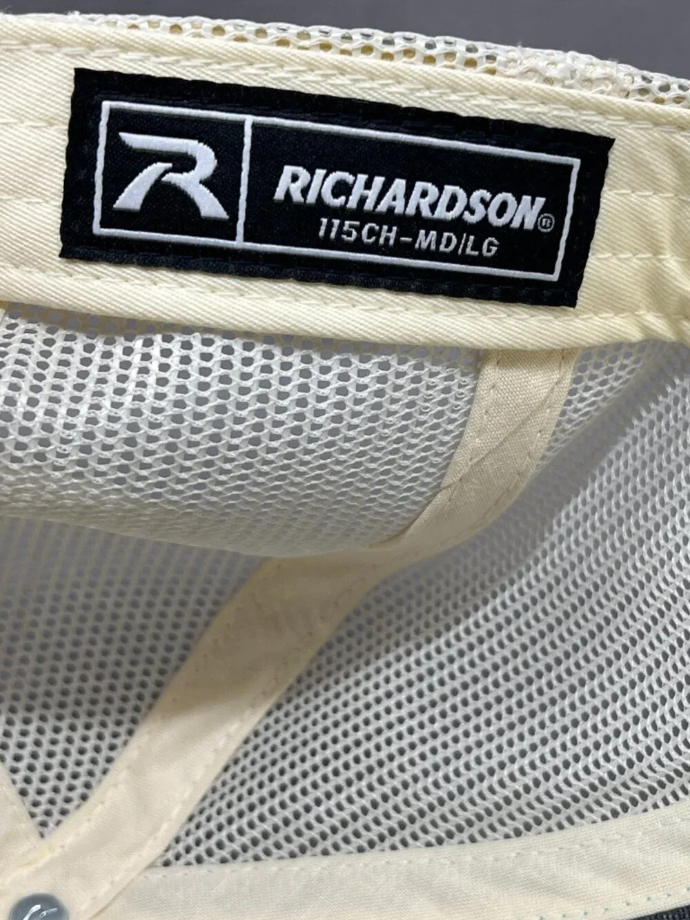 Richardson Trucker Hat Blue Teal Ivory Mesh Snapback Fishing Flag Signatures Cap